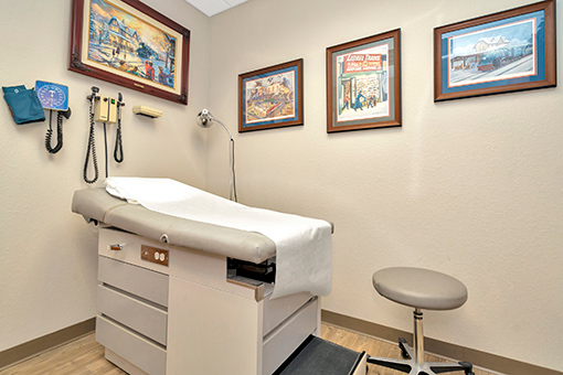 Examination Table at a Clinic in Bayonet Point FL Offering Cardiovascular Disease Treatment